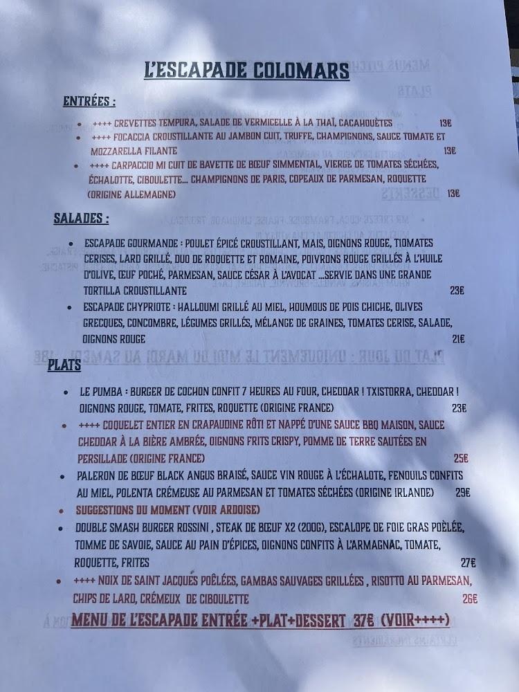 L'ESCAPADE - Menu Image 1